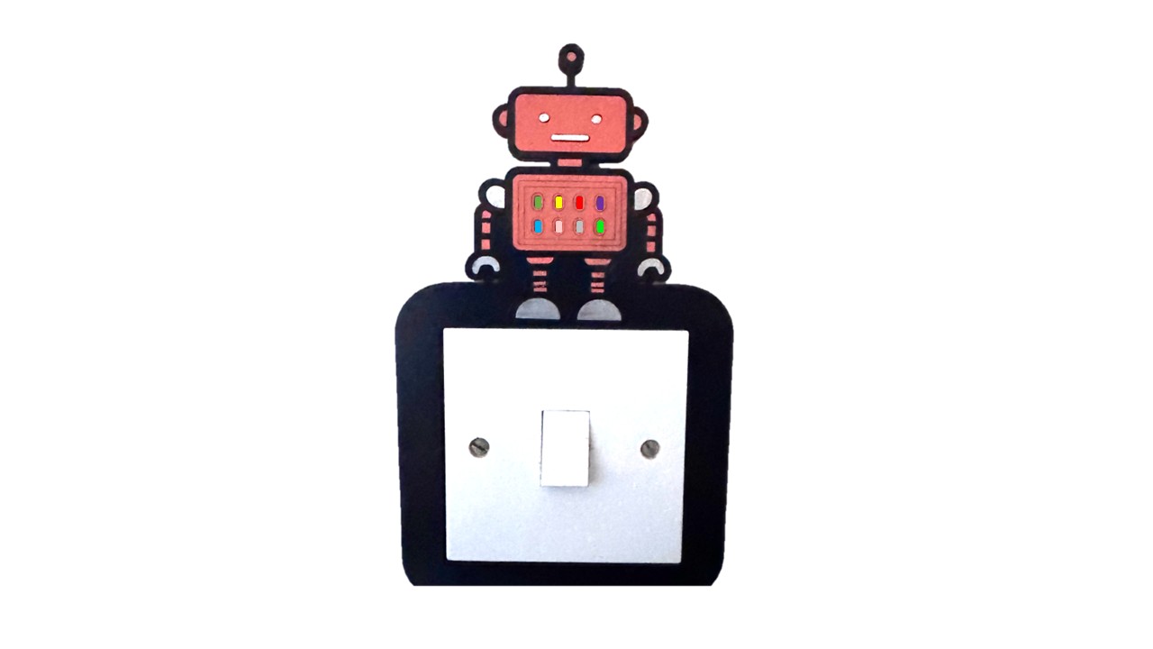 Charming Robot Light Switch Cover – Fun Kids Room Decor, Playful Home Accent Art
