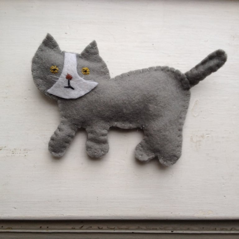 Handmade felt cat.