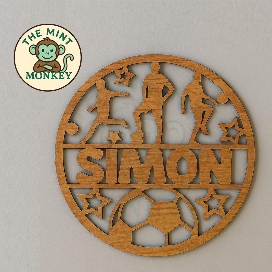 Football Personalised Sign Wall art Wooden Hanging door plaque