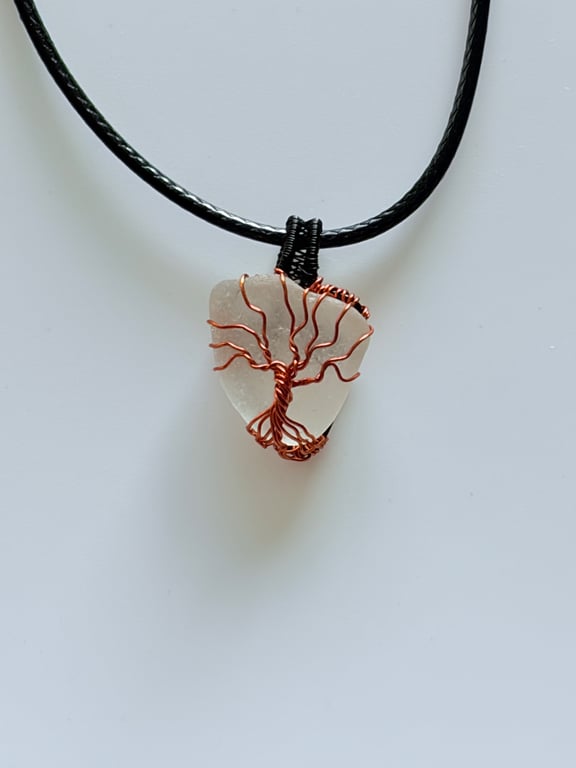 Scottish sea glass Tree of Life Pendant - Made in Scotland - unique handmade