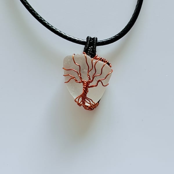 Scottish sea glass Tree of Life Pendant - Made in Scotland - unique handmade