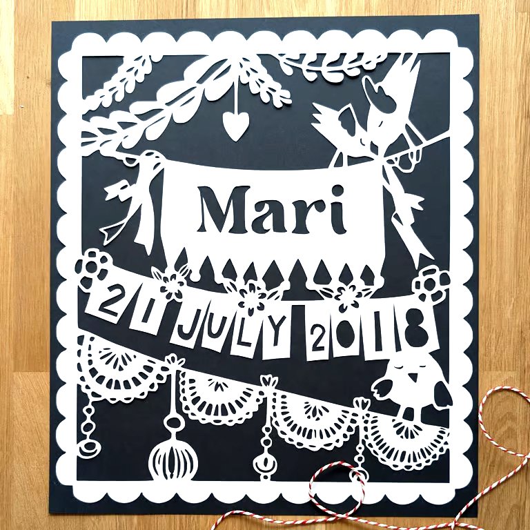 Large Bespoke Custom Personalised Handmade Banner Bunting Papercut