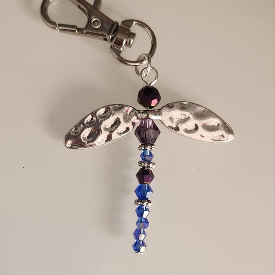 Dragonfly bag charm - Blue