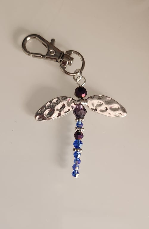 Dragonfly bag charm - Blue