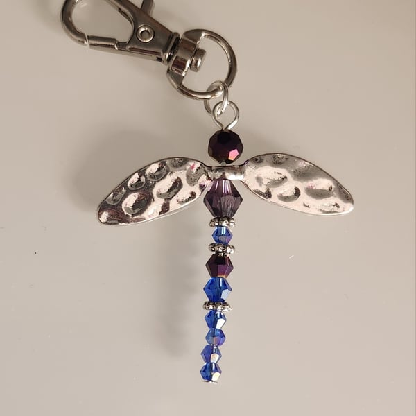 Dragonfly bag charm - Blue