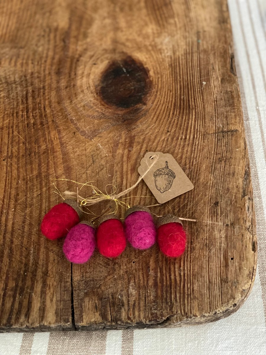 Five Needle Felt Acorns