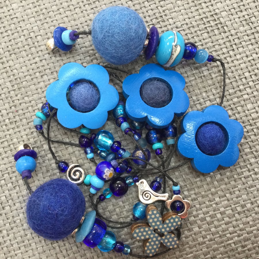 “Deep Blue”  lariat necklace