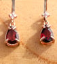 Red Garnet And Zircon Rosegold Gemstone Drop Stud Earrings - Image 4