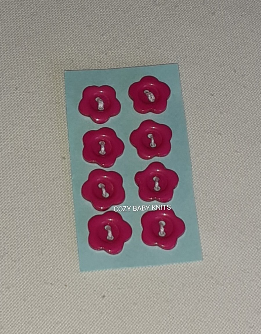 13MM CERISE FLOWER BUTTONS WITH TWO HOLES FOR ATTACHING 