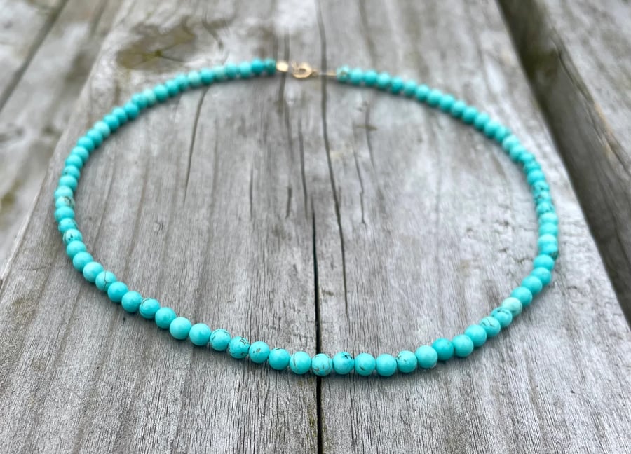 4mm Turquoise Beaded Necklace 
