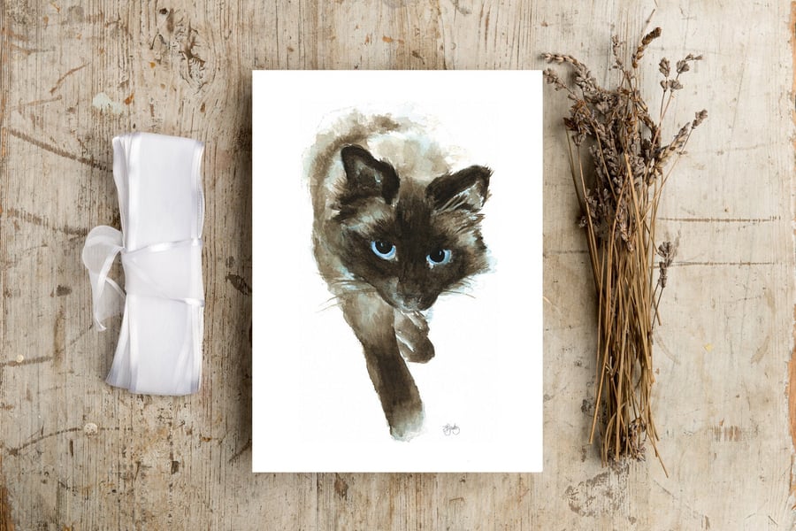 Cat Greeting Card, Balinese Cat Card, Cat Card, Ragdoll Greetings Card, Cats