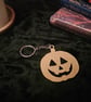 Halloween Pumpkin - Handmade wooden keyring, keychain