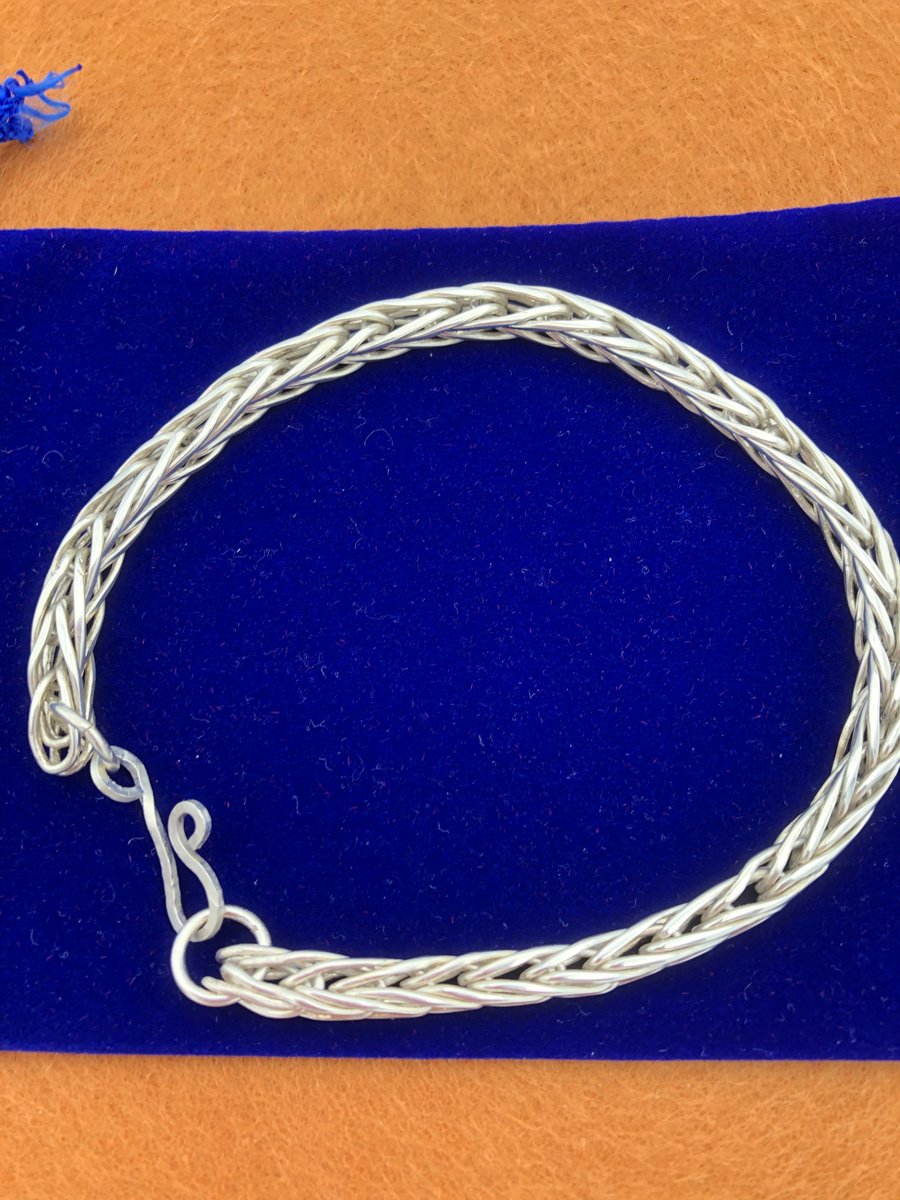 Bracelet Byzantine design, sterling silver,shepherd's crook fastening