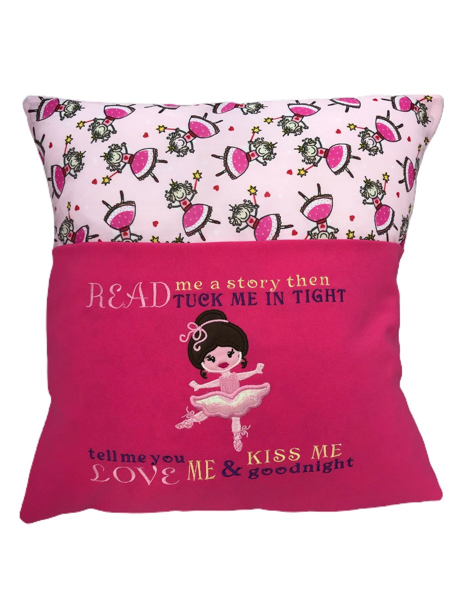 Ballerina Cushion, Pink Book Cushion,story book pillow