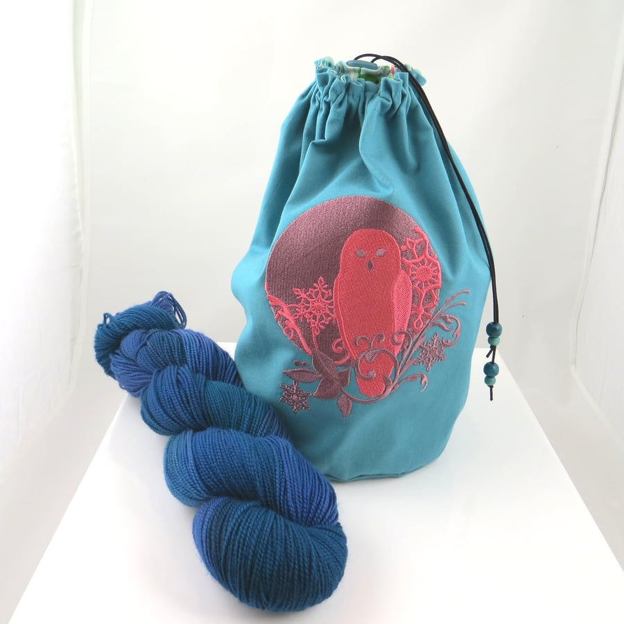 Owl Embroidered Project Bag