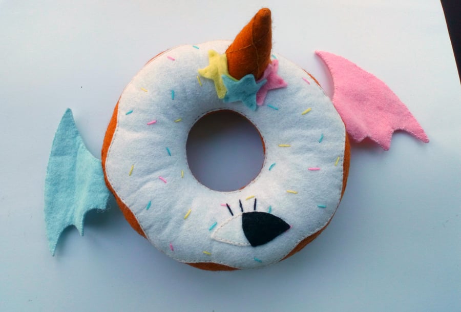 OOAK Icecream wool felt donut collectable felt art