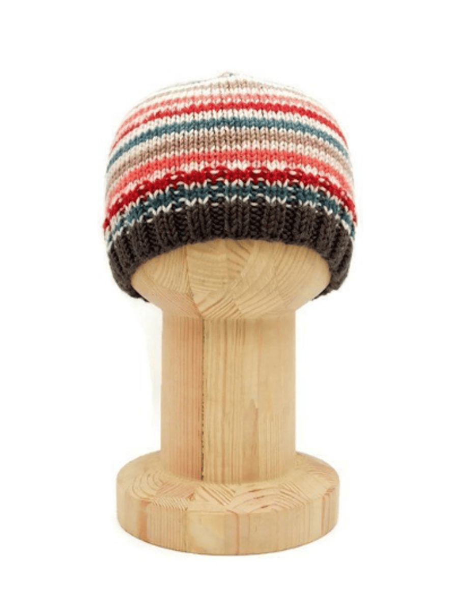 SALE - Hand knitted baby hat in multicoloured stripes