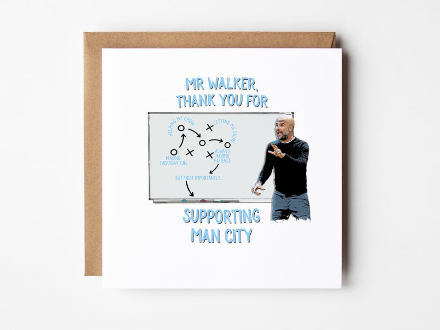 Manchester City Card For Teacher, Thank You Teacher Card, Card For Teacher