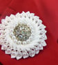 Ribbon flower brooch with beads - Image 2