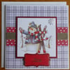 Sale - Snowman with Skis Christmas Card - Merry Christmas