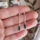 Chrysocolla Bead and Recycled Sterling Silver Drop Earrings