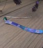 Iridescent lavendar Squiggle Bookmark with White Flowers