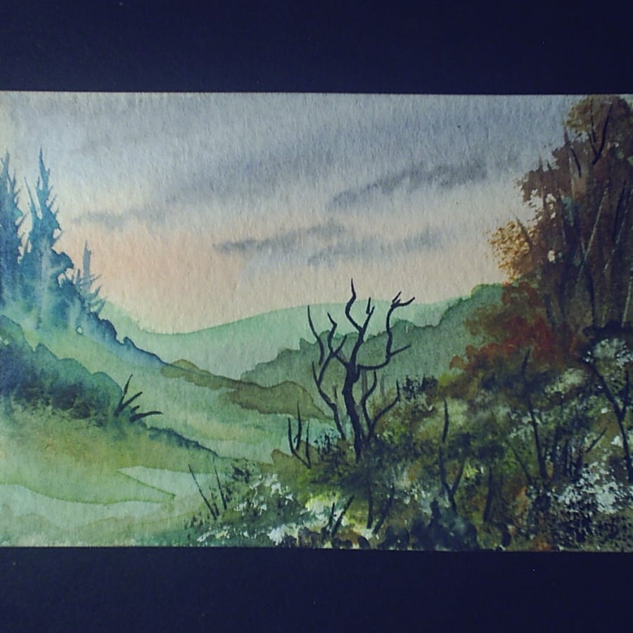 Art painting aceo original paintings landscape sunset valley 52