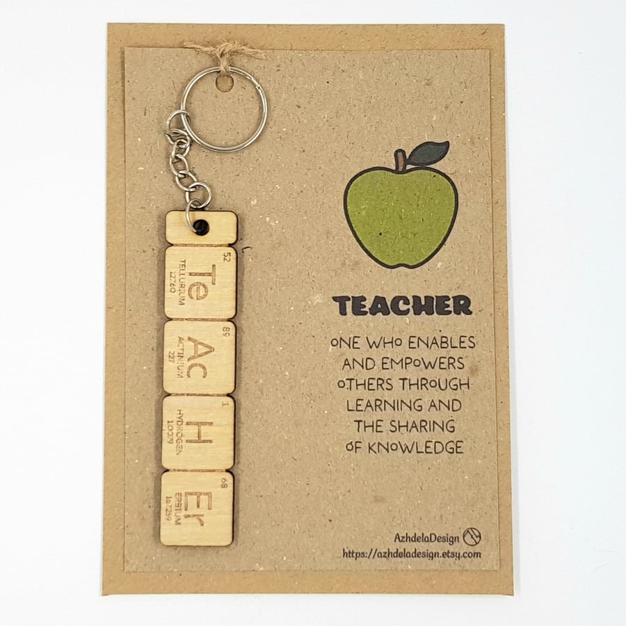 Teacher Keyring Gift, Science Quirky Keychain, Periodic Table Chemistry