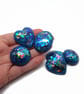 6 Vibrant Blue Large Cabochons with Metallic Film Inclusions