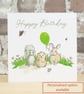 Birthday Card Green Balloon -  Personalised name option available - Image 1