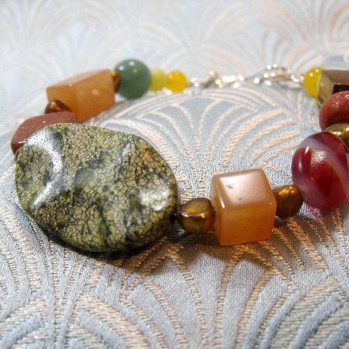 Mixed Semi-Precious Stone Bracelet, Gemstone Beaded Bracelet C2