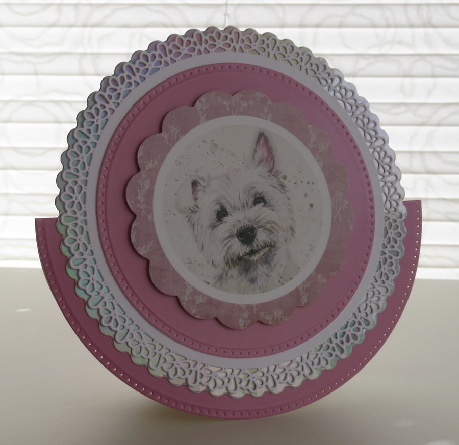 West Highland Terrier - Circular Card - Pink