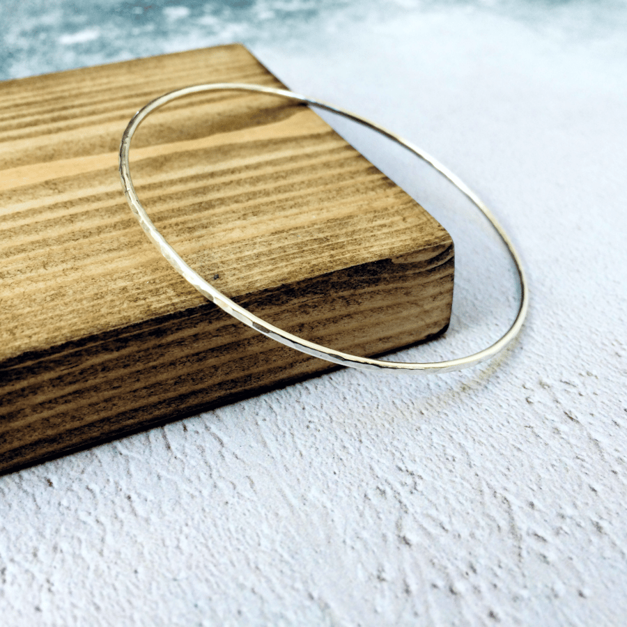Super Skinny Hammered Bangle, Sterling Silver, the tiny facets catch the light!