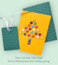 Christmas card and matching gift tag, abstract tree of festive card candy