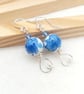 Porcelain & Light Sapphire Crystal Drop Earrings with Silver Heart - Gift Boxed