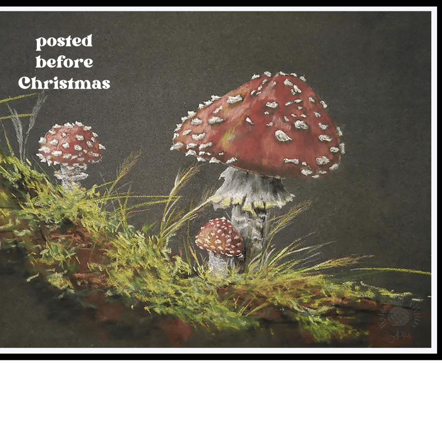 Limited edition giclee print of original mushroom artwork - 'Amanitas' 