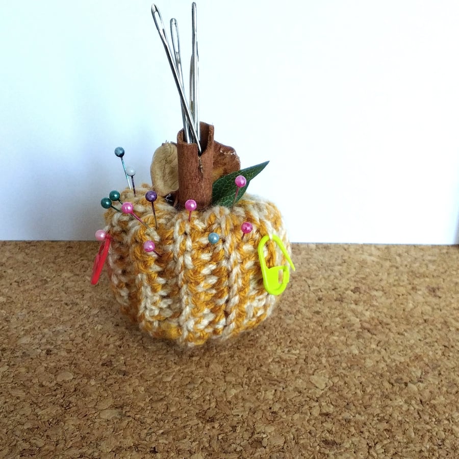 Handmade Crochet Pumpkin Pin Cushion 