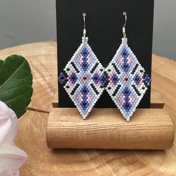 Earrings Dangle beaded handwoven earrings, 