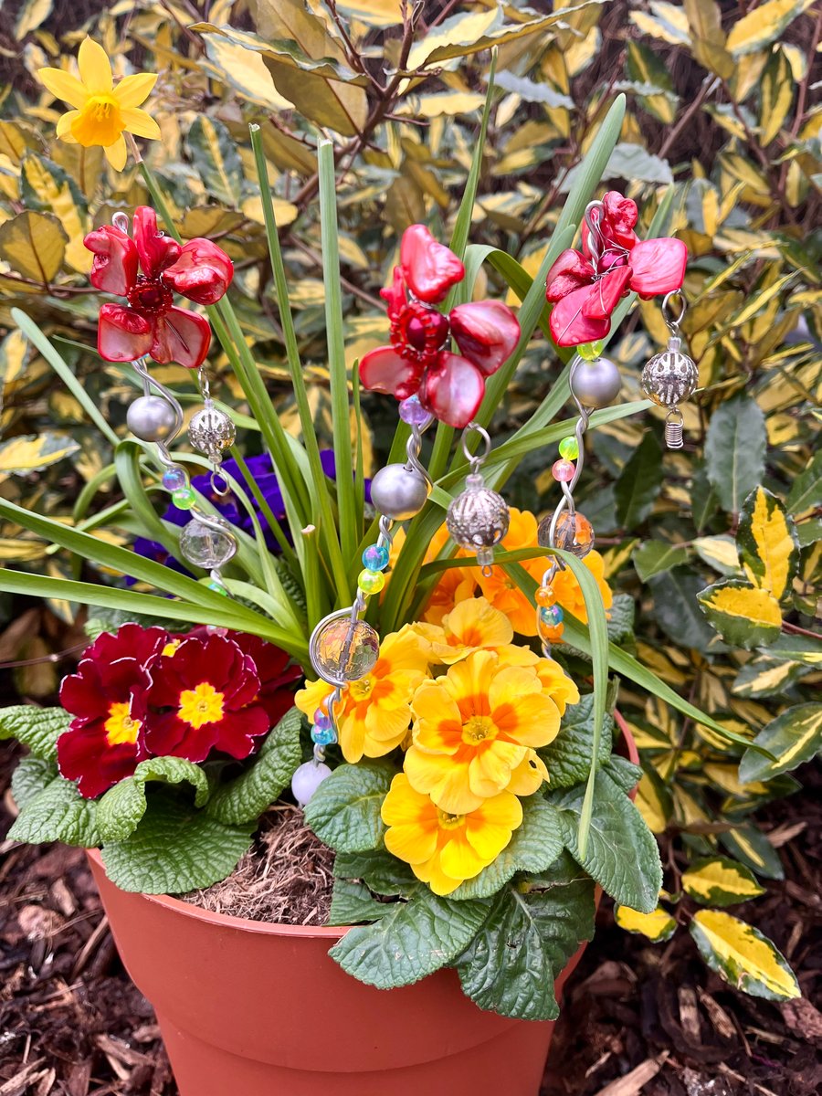 Set of 3 Plant Pot Stakes, Garden Fairy Stake , Flower Stick , Plant Fairy Wand