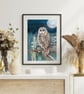 Owl Art Print - Tawny owl bird art print - Image 4