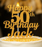 50th Birthday Cake Topper, Happy 50th Birthday Cake Topper, Custom Cake Topper - Image 1