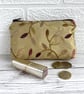 Coin Purse in Leaf Patterned Fabric, Large Purse