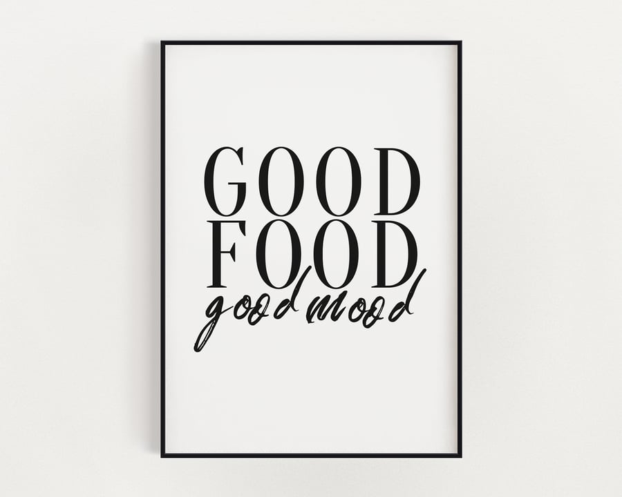 KITCHEN PRINT, Good Food Good Mood, Wall Art, Kitchen Wall Art, Kitchen Poster