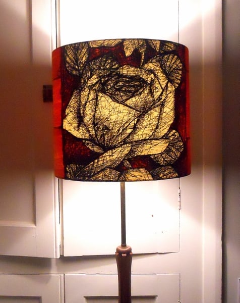 MID CENTURY Atomic 50s Orange Scraffito Rose Vintage Fabric Lampshade option 