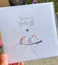 Sea Glass Lovebirds Christmas Card - Handmade Season's Tweetings Card  - Image 9