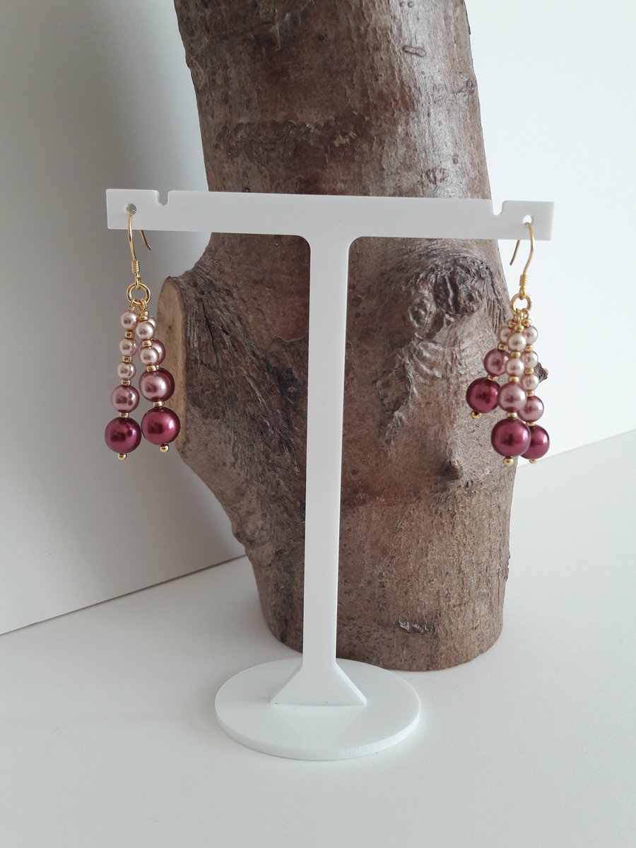 Pink Ombre 925 Earrings. Sterling Silver, Handmade Earrings, Gift for Her