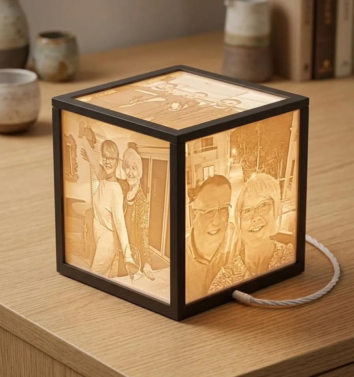 Customisable 5-Photo Lithophane Lamp – Personalised Light Box Memory Gift