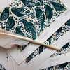 ARTIST PROOF SALE Starlings Green and Gold Lino Print with Handpainted Details