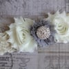 EMMA: Ivory & Grey Wedding Garter. Ivory Lace Garter. Shabby Chic Garter. 