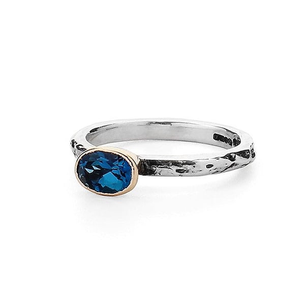 Oval London Blue Topaz silver and gold Treasure Ring